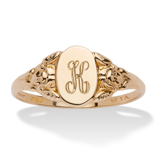 Personalized Signet Personalized Initial Ring in Solid 10k Yellow Gold