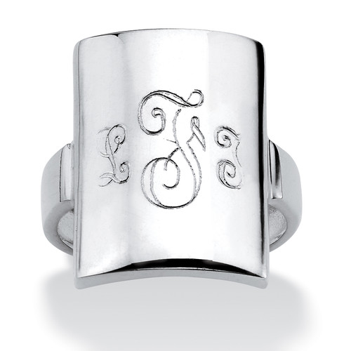 Sterling Silver Personalized Monogram Dome Initial Ring