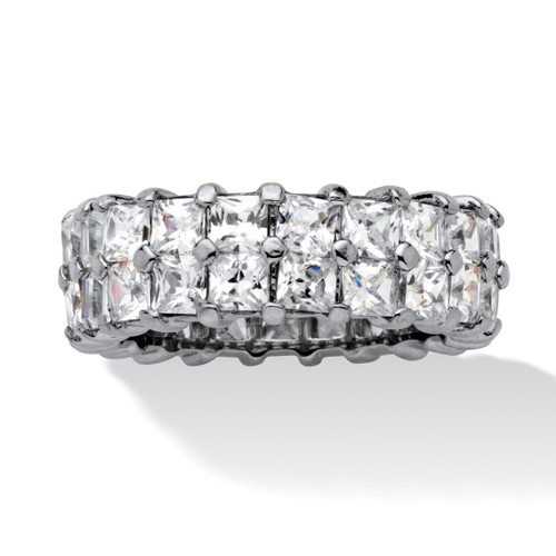6.72 TCW Princess-Cut Cubic Zirconia Platinum-plated Sterling Silver Double Row Eternity Ring