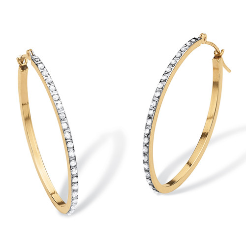 Diamond Accent Diamond Fascination Hoop Earrings in 14k Yellow Gold (1 1/4")