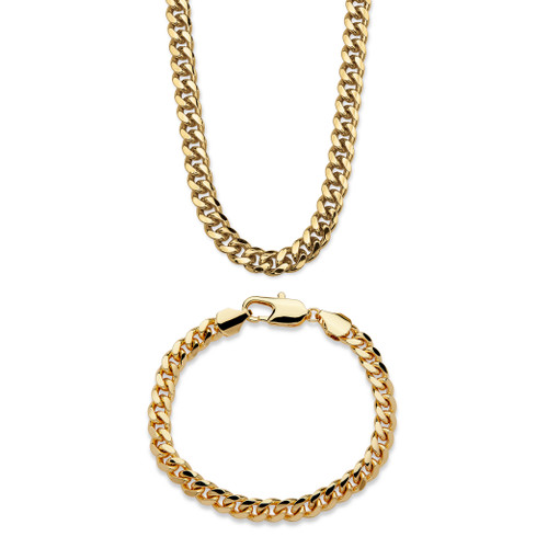 Men's 10.5 mm Curb-Link 10" Bracelet & 30" Chain Necklace 2-Piece Set