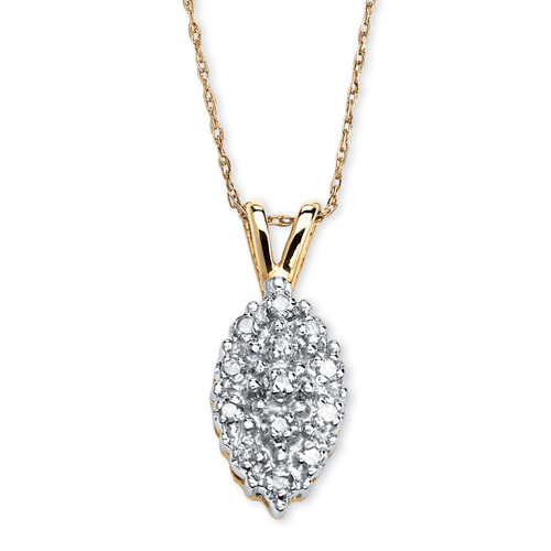 1/10 TCW Pave Diamond Cluster Pendant Necklace in Solid 10k Yellow Gold