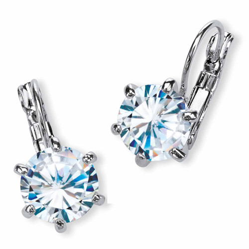 8 TCW Round Cubic Zirconia Drop Earrings Platinum-Plated