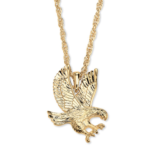 Men's Yellow Goldtone Eagle Pendant Rope Chain Necklace 24"