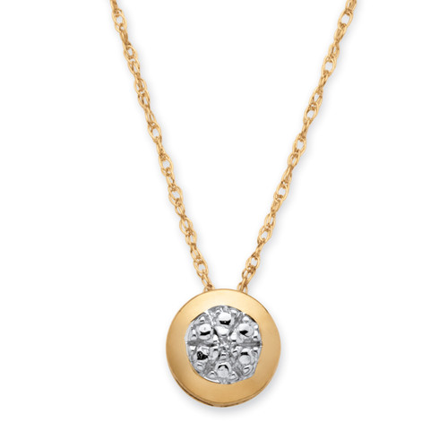 Round White Diamond Accent Slide Pendant Necklace in Solid 10k Yellow Gold 18"