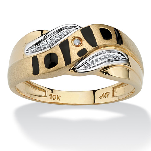 Men's Diamond Accent "Dad" I.D. Ring in Solid 10k Yellow Gold