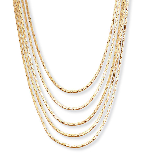 Multi-Strand Cobra-Link Waterfall Necklace in Yellow Goldtone 30"