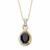 Oval-Cut Genuine Black Onyx and Diamond Accent Two-Tone 18k Gold-plated Sterling Silver Looped Pendant Necklace 18"