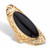 Genuine Black Jade Oval Cabochon Scroll Ring in 14k Gold-plated Sterling Silver