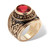 Men's Oval-Cut Simulated Red Ruby 6 TCW Yellow Gold-Plated Antiqued Army Ring
