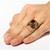 Men's Oval-Cut Simulated Red Ruby Marines Ring 6 TCW in Antiqued Yellow Gold-Plated