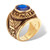 Men's Oval-Cut Simulated Sapphire United States Navy Ring 6 TCW Antiqued Gold-Plated