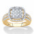 Diamond Squared Cluster Floating Halo Engagement Ring 1/7 TCW in 18k Gold-plated Sterling Silver