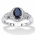 Oval-Cut Genuine Blue Sapphire and White Topaz Halo Cocktail Ring 1.12 TCW in Sterling Silver