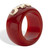 Round Genuine Red Jade 10k Yellow Gold Elephant Ring Band