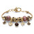 Simulated Birthstone Crystal Bali-Style Beaded Charm Bracelet in Antiqued Goldtone 8"