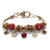 Simulated Birthstone Crystal Bali-Style Beaded Charm Bracelet in Antiqued Goldtone 8"