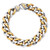 Men's Two Tone Yellow Gold Ion Plated Stainless Steel Curb Link Chain Bracelet 10" length