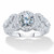 Round and Marquise-Cut Cubic Zirconia Halo Engagement Ring 2.44 TCW in Platinum-plated Sterling Silver