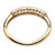 Round Pave Simulated Blue Sapphire Bangle Bracelet 4.08 TCW in Goldtone 8"