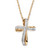 White Diamond Accent Two-Tone Pave-Style Ribbon Loop Cross Pendant Necklace Yellow Gold-Plated 18"