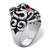 Men's 2.65 TCW Square-Cut Red Cubic Zirconia Tribal Lion Ring in Antiqued Stainless Steel