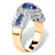.82 TCW Oval-Cut Blue Crystal and White Cubic Zirconia Two-Tone Halo Ring Gold-Plated