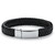 Men's Black Woven Leather and Stainless Steel Bracelet with Magnetic Closure 9"