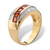 Men's 1.67 TCW Square-Cut Garnet and Pave-Style CZ 14k Gold over Sterling Silver Channel-Set Ring
