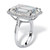19.57 TCW Emerald-Cut Cubic Zirconia Halo Ring in Platinum-plated Sterling Silver