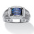 Men's Created Blue and White Sapphire Ring 3.31 TCW in Platinum Plated Sterling Silver