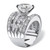 Round Cubic Zirconia Multi-Row Scoop Engagement Ring 7.15 TCW in Platinum over Sterling Silver