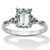 1.40 TCW Emerald-Cut Genuine Aquamarine Platinum-plated Sterling Silver Scrolling Shank Ring