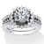 3.12 TCW Cubic Zirconia Vintage-Style Halo Jacket Bridal Ring Set in Platinum over Sterling Silver