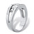 Men's Round Crystal Beveled Squared Wedding Band in Stainless Steel