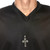 Cross Pendant and Rubber Necklace in Stainless Steel and Black Ion-Plated Stainless Steel 24"-27"