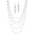 2 Piece Multi-Chain Beaded Station Necklace and Drop Earrings Set in Silvertone 34"-38"