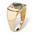 Men's Round Black and White Diamond Geometric Ring 1/10 TCW in Solid 10k Yellow Gold