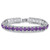 Round Simulated Birthstone and Crystal Accent Tennis Bracelet in Silvertone 7"