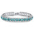 Round Simulated Birthstone and Crystal Accent Tennis Bracelet in Silvertone 7"