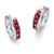 Princess-Cut Channel-Set Simulated Birthstone Sterling Silver Hoop Earrings (3/4")