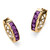 Channel-Set Simulated Birthstone Gold-Plated Huggie-Hoop Earrings (3/4")