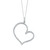 1/10 TCW Round Diamond Platinum over Sterling Silver Heart-Shaped Pendant and Rope Chain 18"