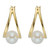 Genuine Cultured Freshwater Pearl Double Hoop Earrings in 14k Gold-plated Sterling Silver