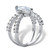 Marquise-Cut Cubic Zirconia Split-Shank Engagement Ring 3.27 TCW in Platinum-plated Sterling Silver