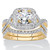 Round Cubic Zirconia 2-Piece Crossover Halo Bridal Ring Set 2.20 TCW in 14k Yellow Gold over Sterling Silver