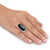 Oval-Cut Genuine Black Onyx Cabochon Ring in Silvertone