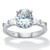 Oval and Baguette-Cut Cubic Zirconia Engagement Ring 3.42 TCW in Platinum-plated Sterling Silver