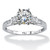 2.14 TCW Round Cubic Zirconia and Baguette Accents Ring in 10k White Gold