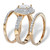 2.37 TCW Princess-Cut Cubic Zirconia 14k Gold-plated Sterling Silver 3-Piece Double Halo Bridal Ring Set